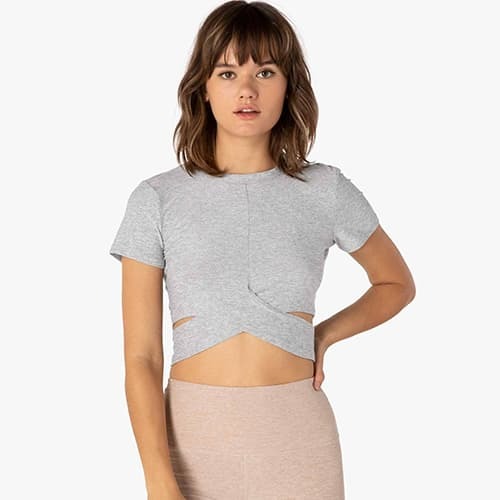 Beyond Yoga Under Over Lightweight Cropped Tee