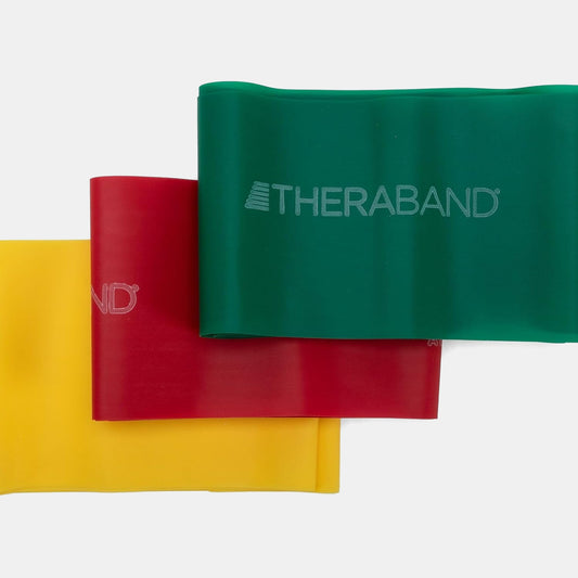 TheraBand Resistance Exercise Bands, Beginner Home Pack, contains Yellow, Red, Green 1.5m bands